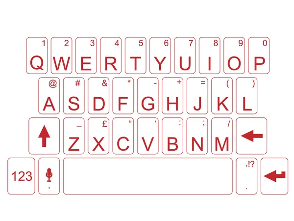 KEYBOARD QWERTY ROSSO — Vettoriale Stock
