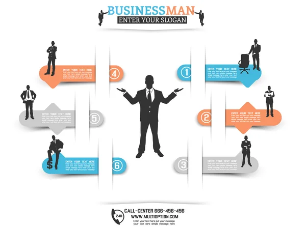 Επιλογή Infographic επιχειρηματίας με μπλε Stikers — Διανυσματικό Αρχείο