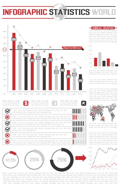 PÁGINA WEB INFOGRAFÍA ROJA — Vector de stock