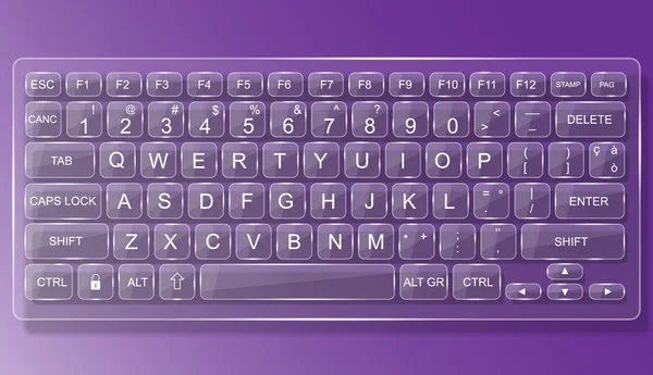 Tastatur PC Mac Glas mit Schatten lila — Stockvektor