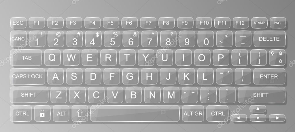 Keyboard Pc Mac Glass Whit Shadow Trasparent Grey Vector Image By C Labbelman Vector Stock