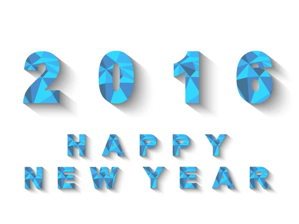 2016 LOW POLY BLUE HAPPY NEW YEAR — Stock Vector