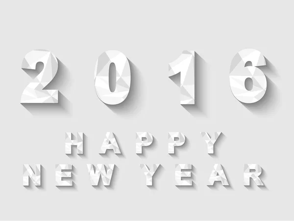 2016 LOW POLY WHITE HAPPY NEW YEAR — Stock Vector