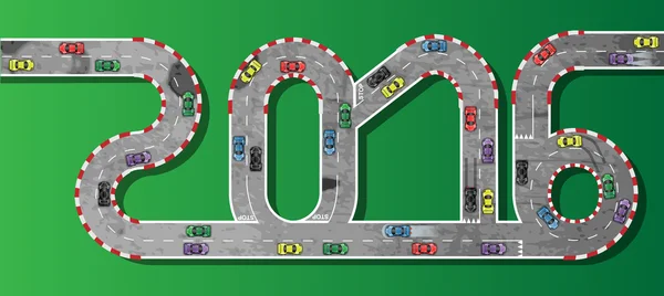 2016 RACE CAR HAPPY NEW YEAR — Stock Vector