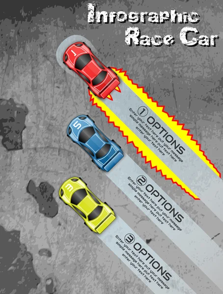 MONTAGE INFOGRAPHIQUE DE LA VOITURE DE COURSE — Image vectorielle