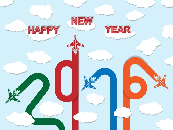 2016 HAPPY NEW YEAR PLANE — Stock Vector