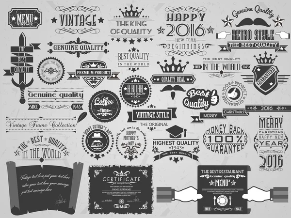 MEGA COLLECTION VINTAGE ETIQUETA MARCO RETRO PAGE ELEMENT — Vector de stock