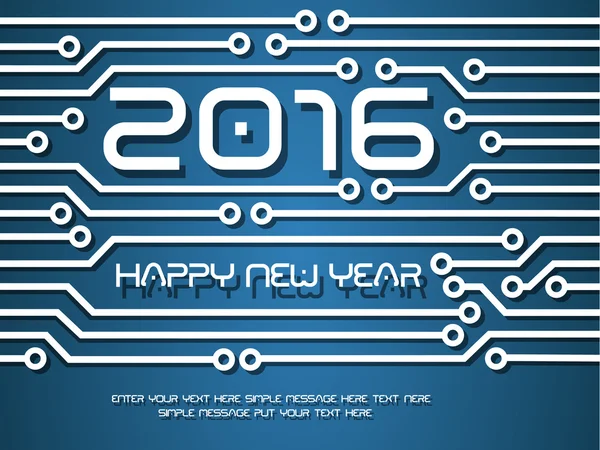 2016 HAPPY NEW YEAR CIRCUIT TECNOLOGY — Stock Vector