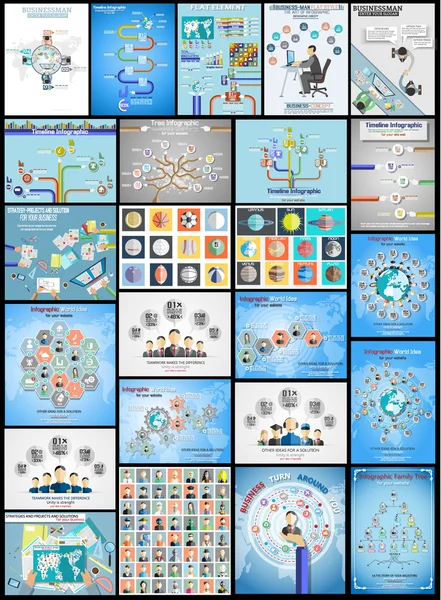 Sammlung Teamwork flache Infografik Timeline — Stockvektor