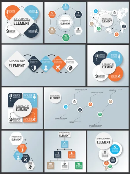 Kolekce prvku grafu Infographic šablony geometrické kresby — Stockový vektor