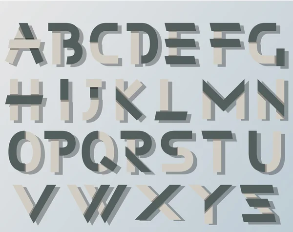 Vektör Origami alfabe stil gölgeler mavi ve Gary — Stok Vektör