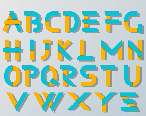 Vector Origami alfabetet stil med skuggor blå och gul — Stock vektor