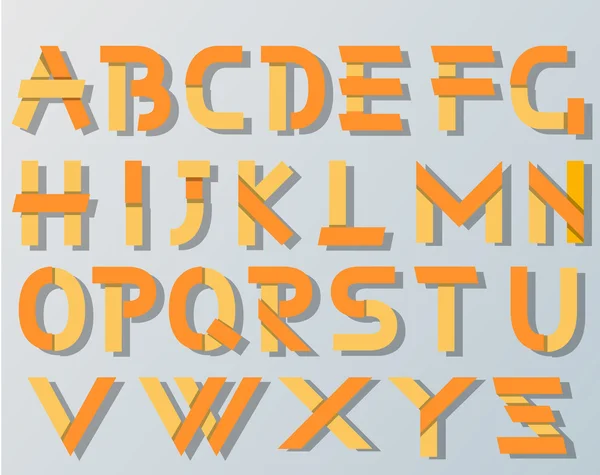 VECTOR ORIGAMI ALPHABET STYLE with SHADOWS ORANGE and YELLOW — стоковый вектор