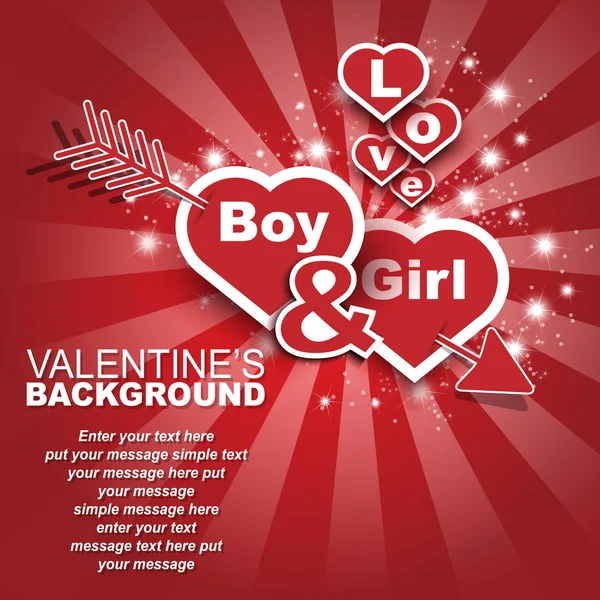 VALENTINE'S DAY BOY ET GIRL HEART IN LOVE — Image vectorielle