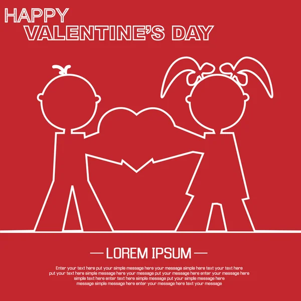 EL AMOR DEL DÍA DE VALENTINE Y LA GENTE SILHOUETTE BLANCO Y ROJO — Vector de stock