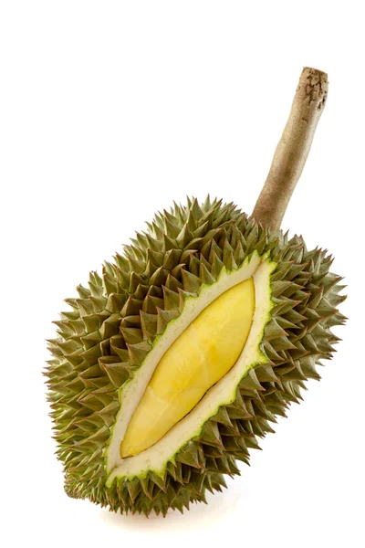 Kungen av frukter, durian på vit — Stockfoto