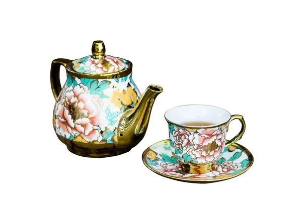 Vaina de té Chinaware y pequeños tazones para beber — Foto de Stock