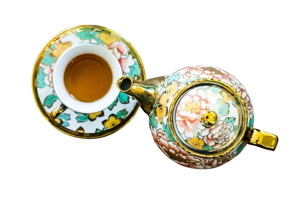 Vaina de té Chinaware y pequeños tazones para beber —  Fotos de Stock