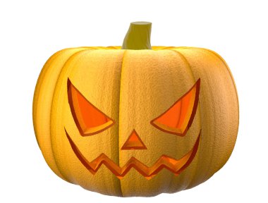 Cadılar Bayramı Balkabağı beyaz üzerine korkunç yüzü