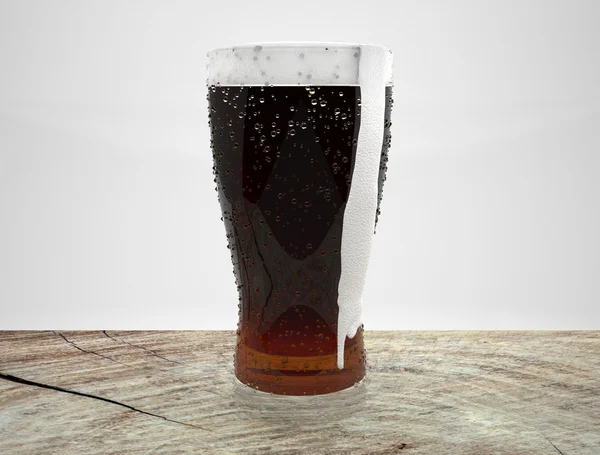 三维天玻璃杯啤酒 — 图库照片