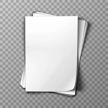 Şeffaf arkaplan üzerine beyaz kağıt soluk 3d gerçekçi vektör.