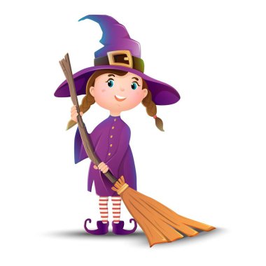 Cadılar Bayramı çizgi roman karakter cadı Vektör koleksiyonu.