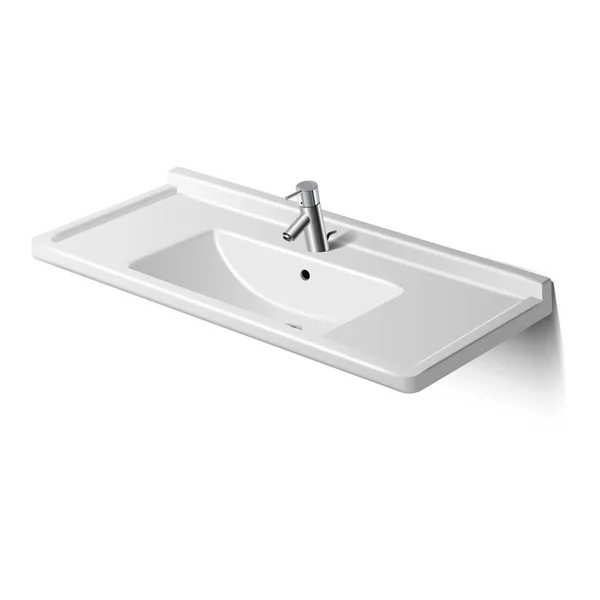 Réaliste Vecteur Salle Bain Lavabo Toilette Isolé Sur Fond Blanc — Image vectorielle