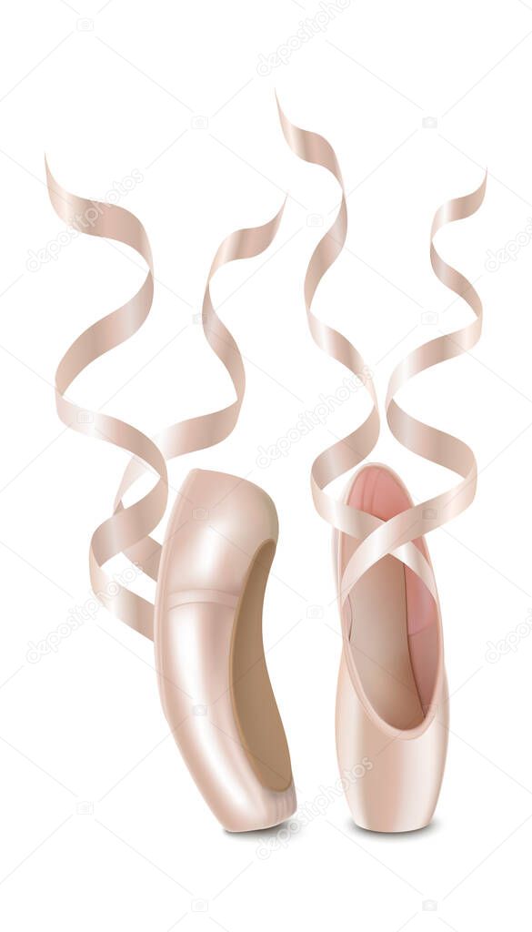 3d realistic vector icon illustration of ballerina shoes. Isolated on white.