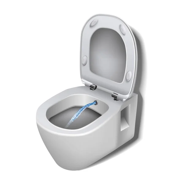 3D gerçekçi vektör bidet tuvaleti, beyaz arkaplanda izole simge çizimi.