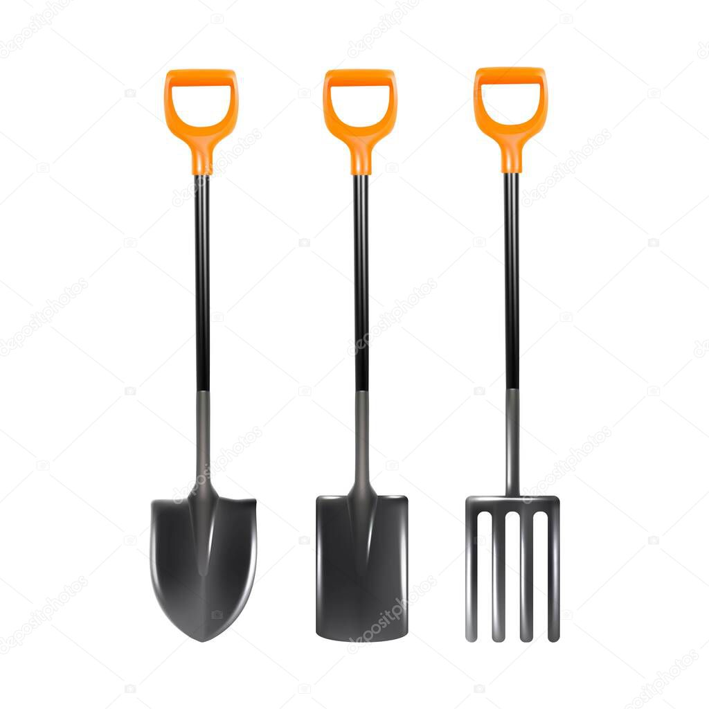 3d realistic collection of gardening tools for taking care about plants.