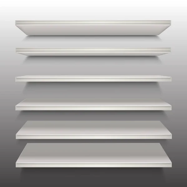 Realistischer Vektor Holzregal Weißer Farbe Perspektive — Stockvektor