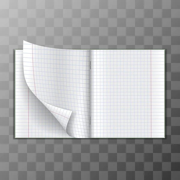 Cahier Papier Vectoriel Réaliste Pour Les Mathématiques Pour Les Notes — Image vectorielle