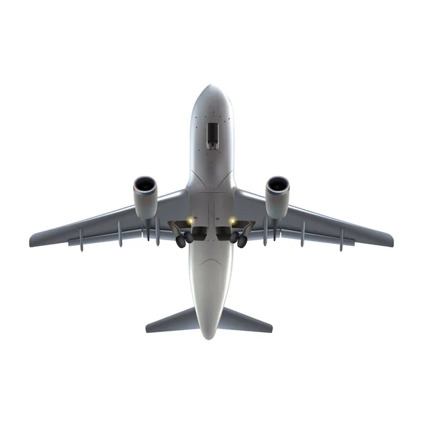 Avion Vecteur Réaliste Isolé Sur Fond Blanc Vue Vers Bas — Image vectorielle