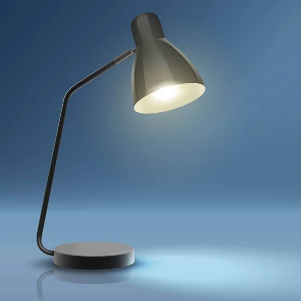 Lampe Bureau Travail Vectoriel Réaliste Avec Lumière — Image vectorielle