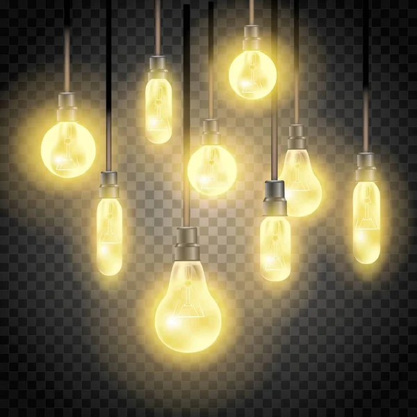 Modern Realistic Vector Collection Light Bulbs Isolated Illustration — Stock Vector