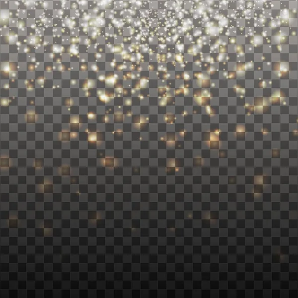 Vector Cayendo Luz Explosiva Efecto Bokeh Dorado Brillo Luz Brillante — Vector de stock