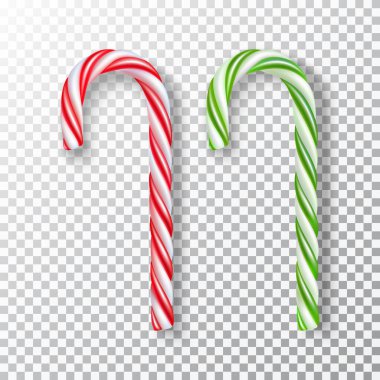 Gerçekçi Noel şekeri koleksiyonu, izole illüstrasyon.