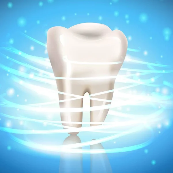 Fondo Dental Realista Vectorial Con Reflejo Destellos Alrededor — Archivo Imágenes Vectoriales