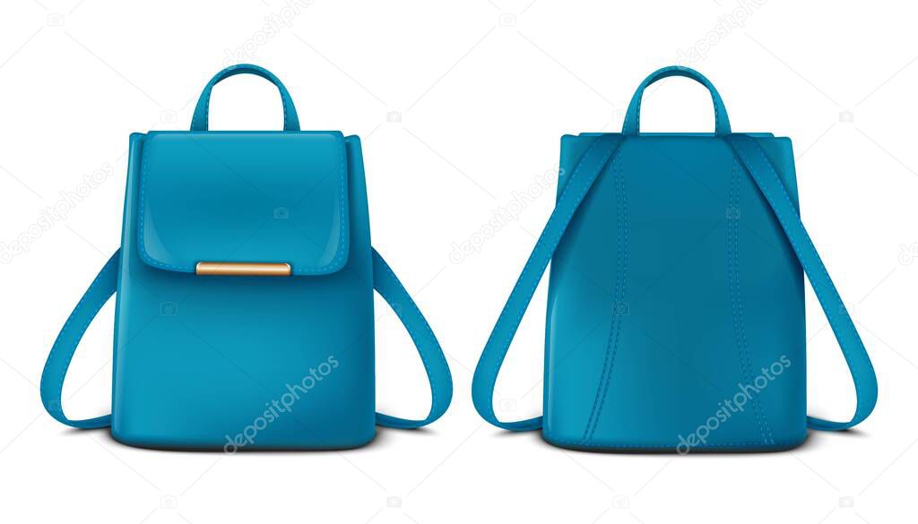 3d realistic vector isolated icon in front and back view of a schoolbag or backpack.