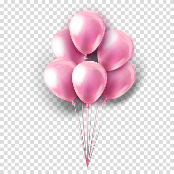 Şeffaf arkaplanda pembe renkli balon koleksiyonu. Festival, doğum günü, yıldönümü, bebek partisi ya da kutlama için parti dekorasyonu.