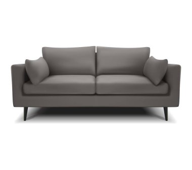 3d realistic vector gray sofa, couch on a white background. Isolated. clipart