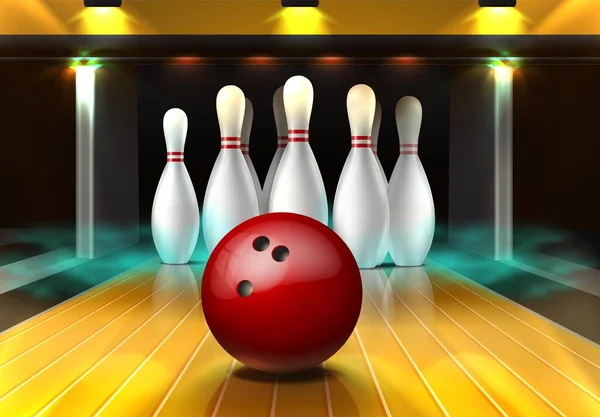 Realistische Vektor Bowling Spiel Hintergrund — Stockvektor