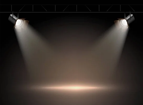 Karanlıktaki 3D gerçekçi vektör spot ışıkları.