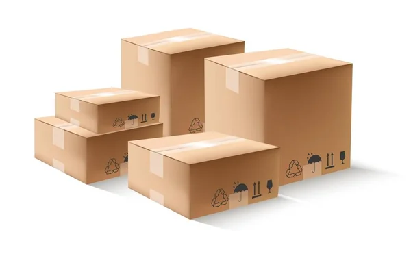 Vector Delivery Cardboard Pile Boxes — Stock Vector