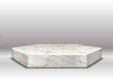 gerçekçi vektör mermer dokusu altıgen sahne gri arkaplan üzerinde altın süsleme.