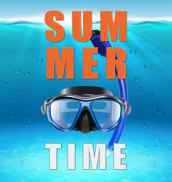 Summer Background Big Typography Letters Realistic Vector Ocean Water Background — Vettoriale Stock