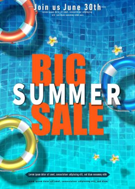 Vektör yaz indirimi afiş şablonu. Dikey yönelim.