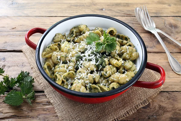 Italiensk pasta med brännässlor — Stockfoto