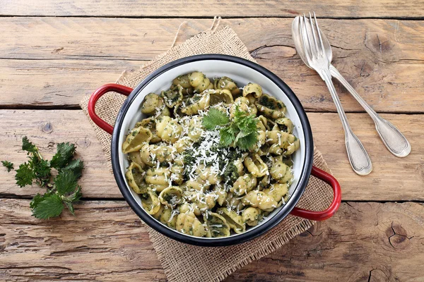 Italiensk pasta med brännässlor — Stockfoto