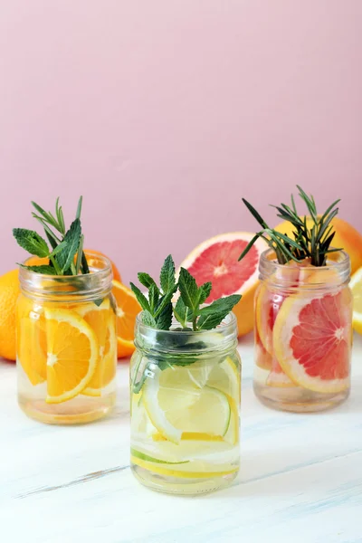 detox water in a mason jars glass